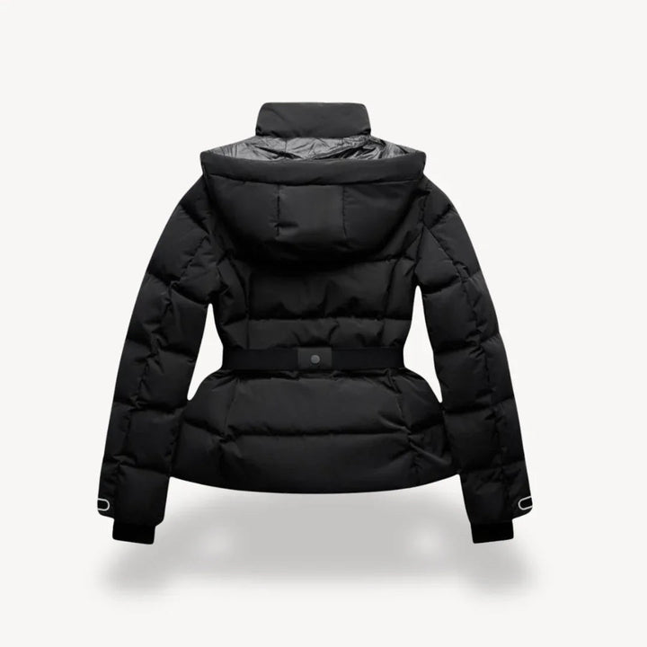 Elegant dam pufferjacka med bälte, ger stil & värme under kalla vinterdagar. Trendig höst- och vinterjacka för kvinnor.