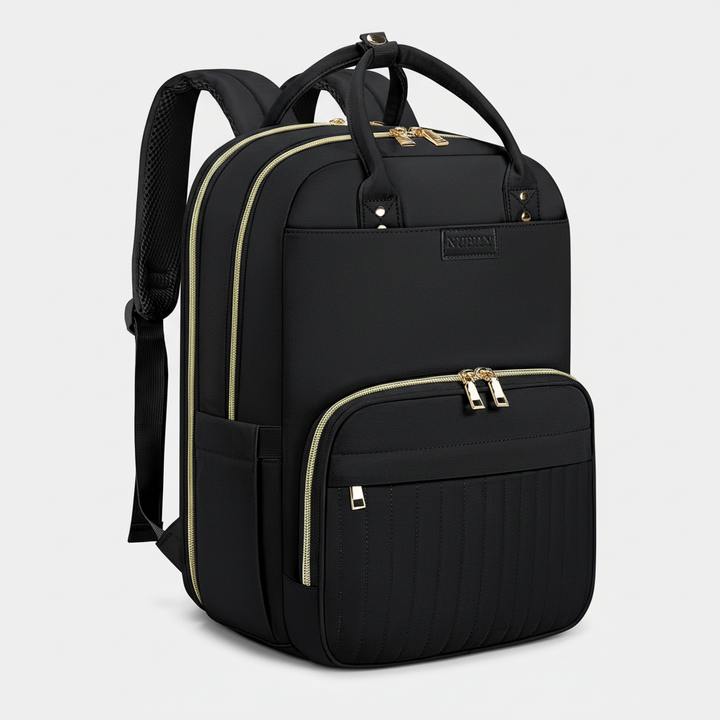 Säker svart FlexiBackpack stöldskyddsryggsäck med organiserare. Perfekt för pendling & resor.