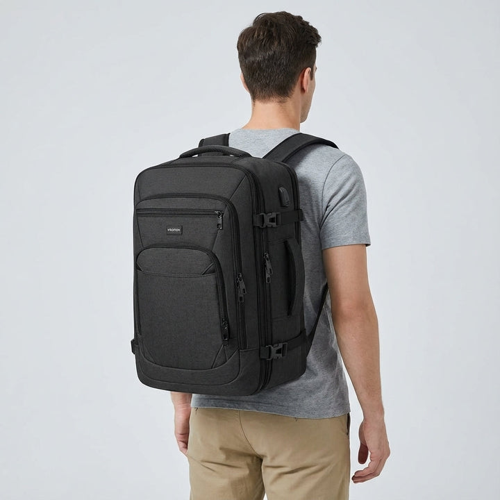 FlightFold smartpackningsryggsäck, unisex & expanderbar för resor. Med organizerfack för laptop & enkel säkerhetskontroll.
