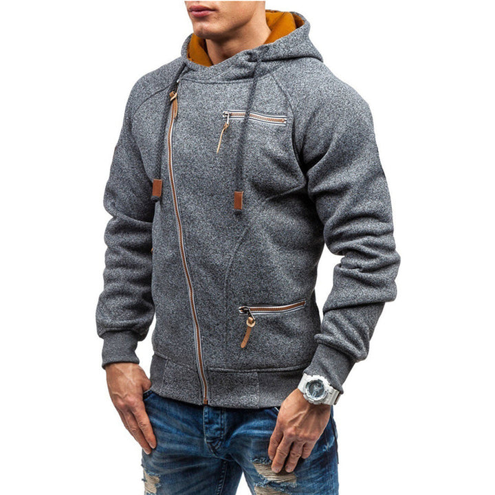 Grå herr sweatshirt med dragkedja, snygg och praktisk för alla säsonger. Perfekt för lager-på-lager.