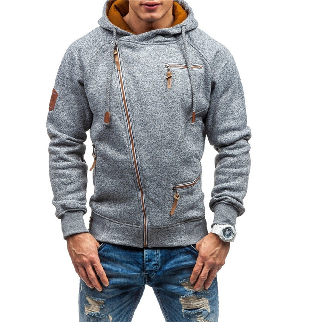 Stilren herr zip-hoodie i marinblått, en mångsidig tröja för både vår, sommar och höst.