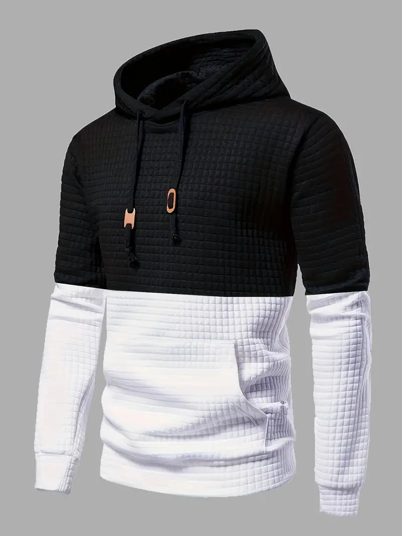 Svart herrhoodie med våffelmönster. Modern, bekväm och stilren för avslappnad vardag.