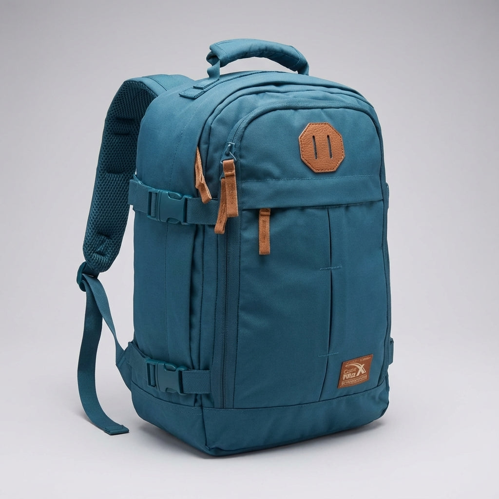 Kompakt 30L handbagageryggsäck, lätt att stuva i flygplanets overheadfack.