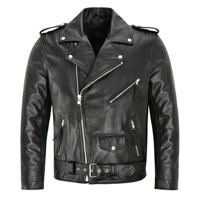 Svart punkrock herrjacka för en rebellisk och modern stil. Perfekt för höst- och vårmode.