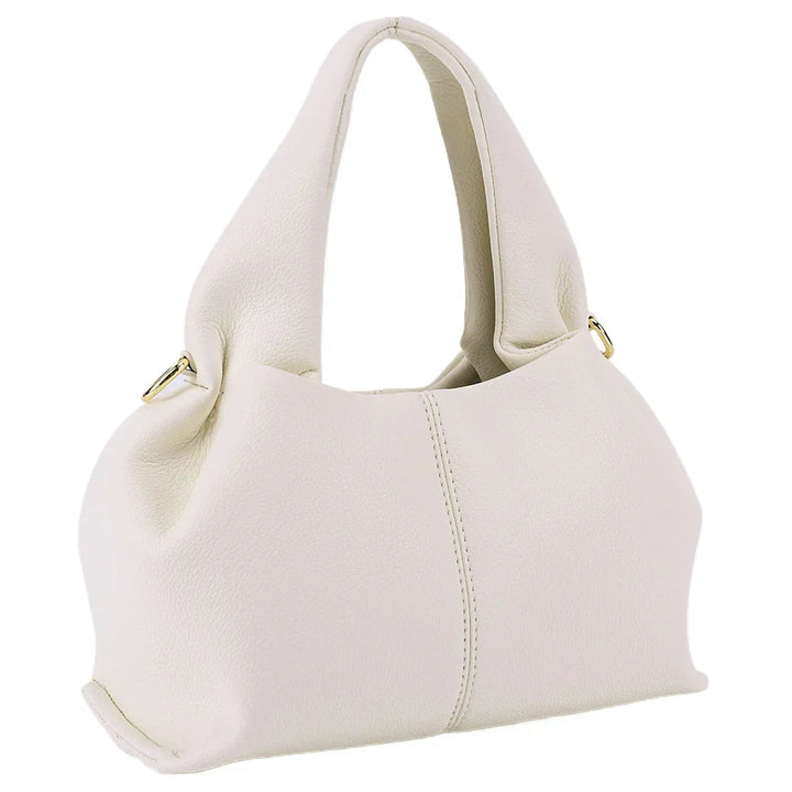 Vit elegant retro damväska, mjuk och rymlig crossbody i konstläder. Perfekt som stilren axelväska.