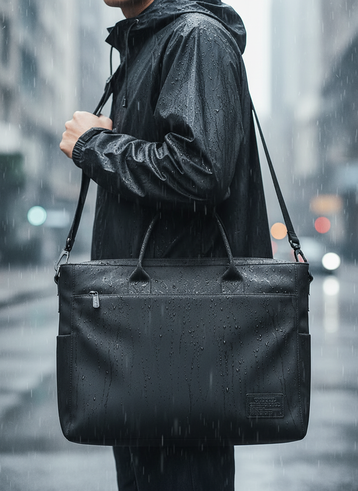 Svart rymlig KangarooBag laptopväska, vattenskyddad, perfekt för pendling och arbete. Stilren unisex design.