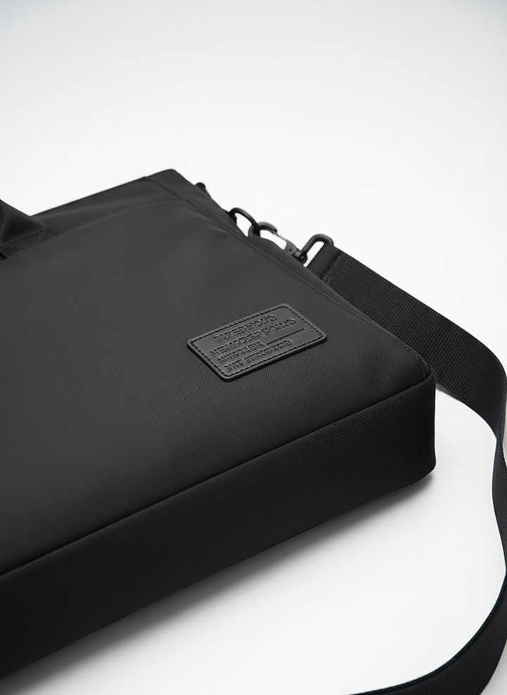 Mångsidig svart pendlarväska/skolväska, rymmer laptop säkert, smidig för daglig transport.