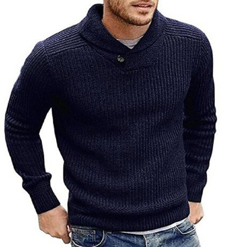 Bekväm enfärgad stickad herrtröja med rund hals. Perfekt som vardagströja eller för en smart casual look. Höst/vinter.