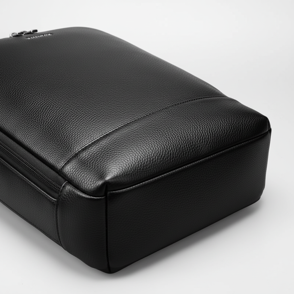Rymlig svart laptopväska/ryggsäck med stilren design. Perfekt förvaring för pendling, skola eller arbete.