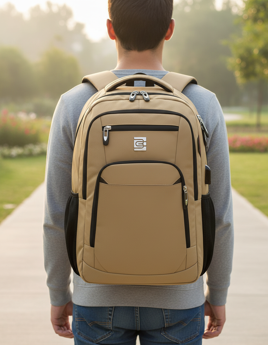 Svart unisex laptopryggsäck för 15,6 tums datorer. Säker och bekväm stöldskyddsryggsäck för jobb och skola.