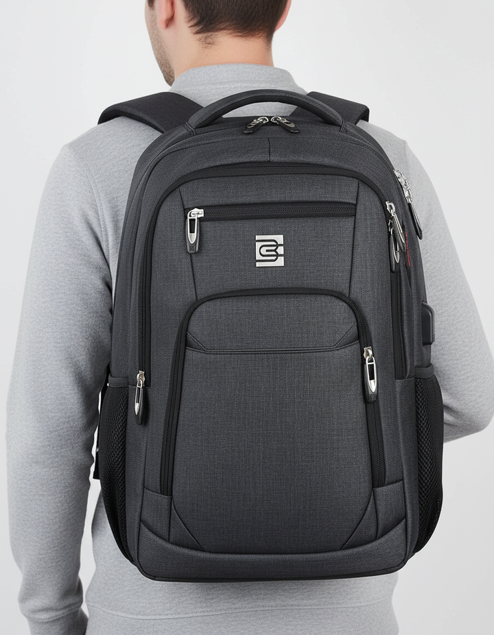 Khaki unisex ryggsäck för 15,6" laptops. Bekväm och säker med smarta fack för organiserad förvaring.