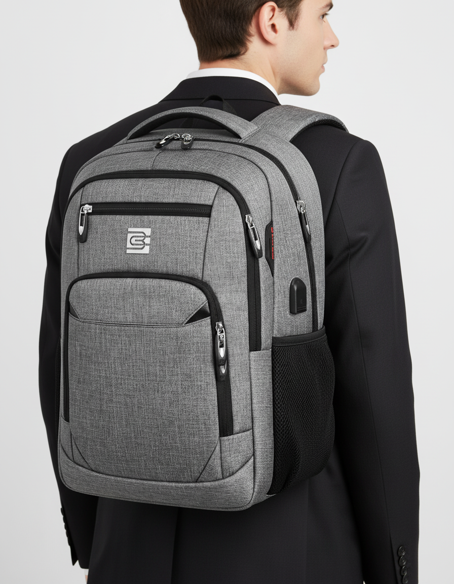 Svart, robust laptopryggsäck 15,6 tum. Smart förvaring, säker design och komfort för dagligt bruk.