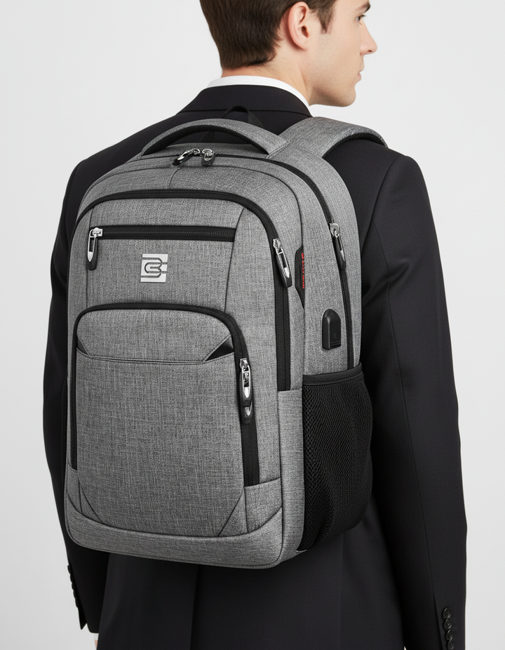 Svart, robust laptopryggsäck 15,6 tum. Smart förvaring, säker design och komfort för dagligt bruk.