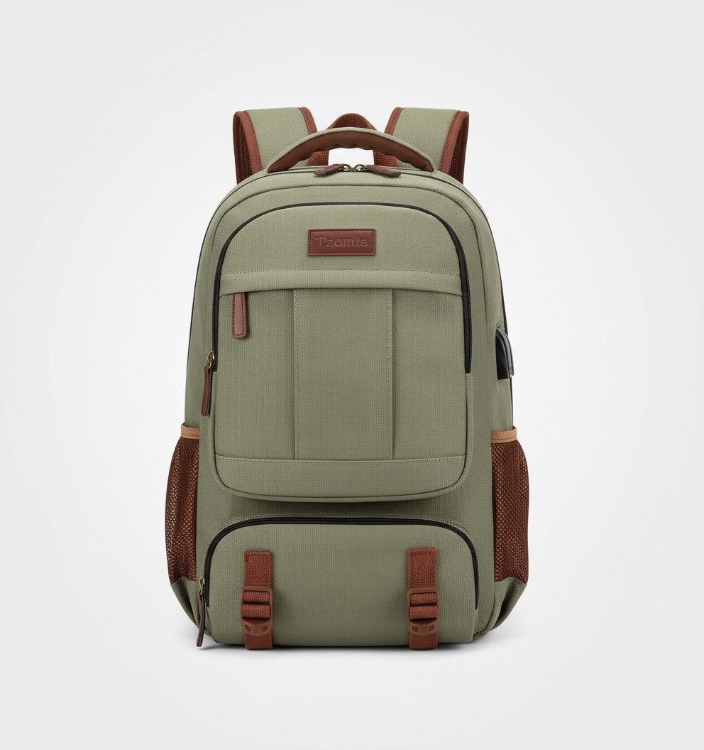 Unisex ryggsäck i svart med stilren design, bekväm för daglig användning vid pendling eller resa.