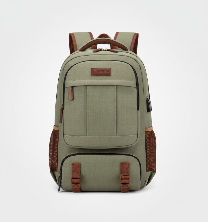 Unisex ryggsäck i svart med stilren design, bekväm för daglig användning vid pendling eller resa.