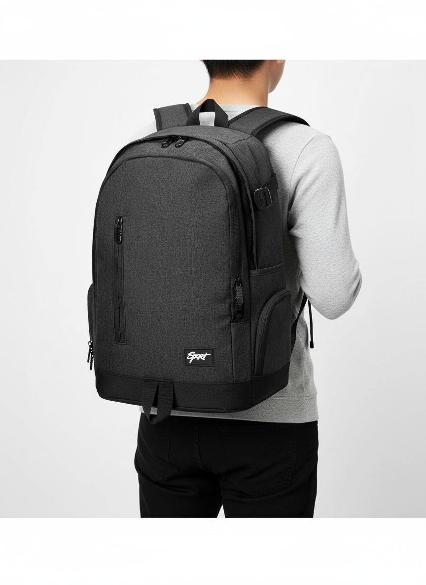 Vattentålig unisex ryggsäck med robust material, skyddar din laptop under pendling & resor.