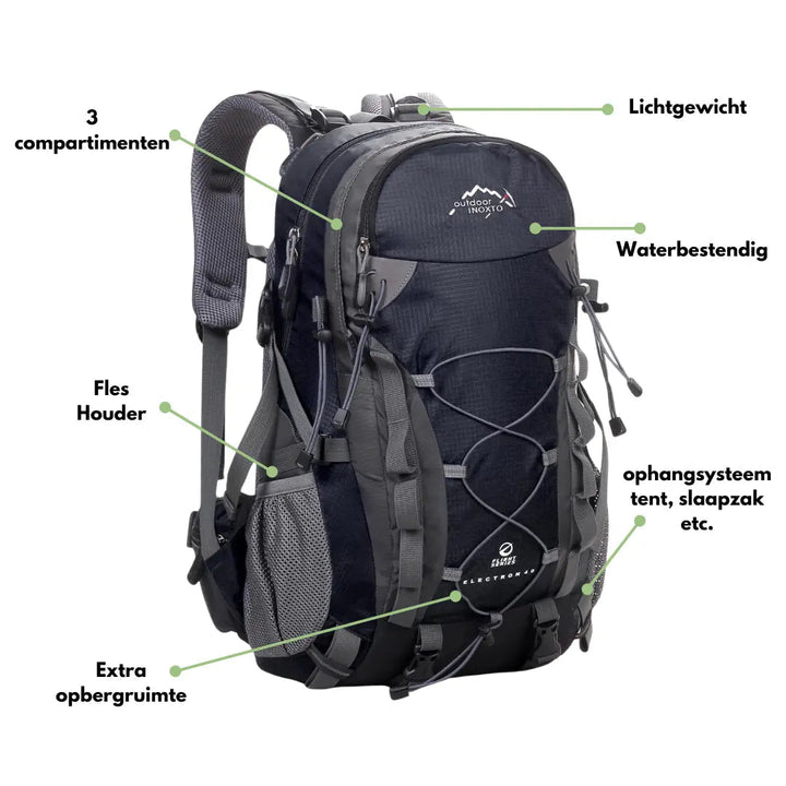 Grön vandringsryggsäck unisex med rymlig förvaring för friluftsliv & äventyr. Perfekt för camping och trekking.