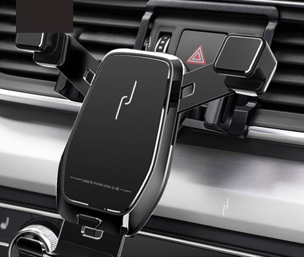 Elegant svart universal telefonhållare som smälter in i bilens instrumentbräda, handsfree gadget