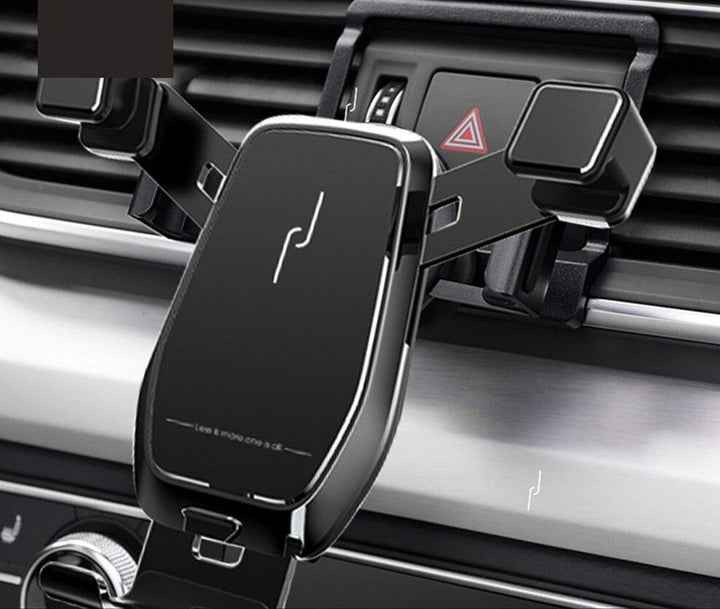 Elegant svart universal telefonhållare som smälter in i bilens instrumentbräda, handsfree gadget