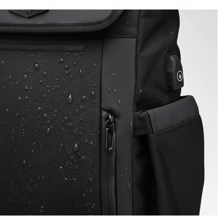 Ergonomisk vattentät pendlarryggsäck med laptopfack. Svart 50L ryggsäck, idealisk för daglig användning och resor.