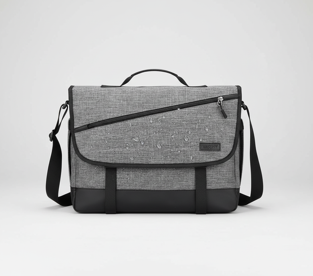 Mångsidig grå vattentät laptopväska WorkSak. Unisex axelväska, perfekt för 14-17 tums datorer, skola & kontor.