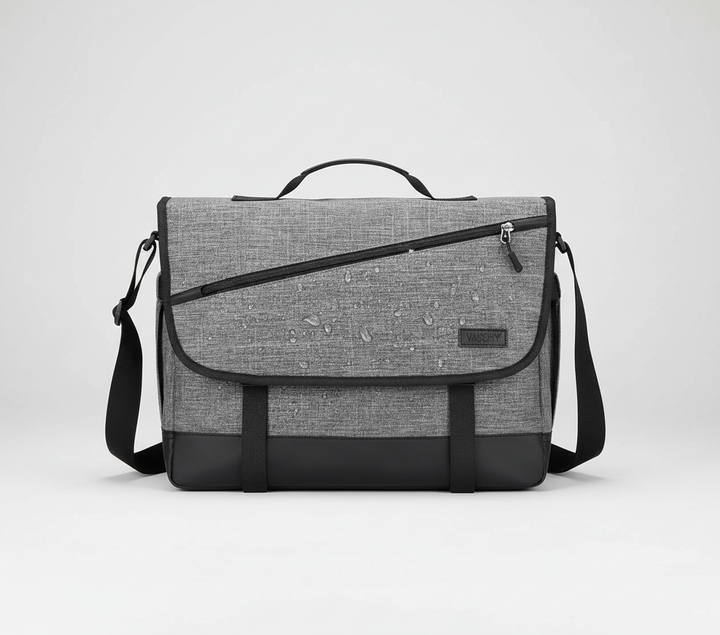 Mångsidig grå vattentät laptopväska WorkSak. Unisex axelväska, perfekt för 14-17 tums datorer, skola & kontor.