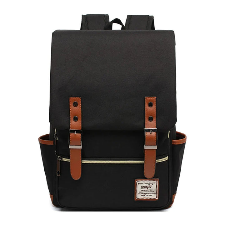Svart vattentät unisex ryggsäck för laptop, perfekt för pendling och resor med organiserade fack.