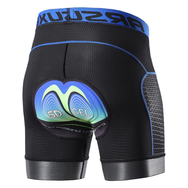 Svarta herrcykelshorts med 5D gelkuddar för optimal komfort på långa cykelturer och träning.