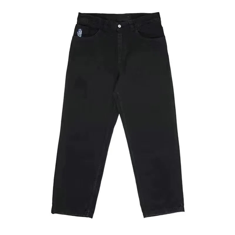Blå stilrena komfortjeans för herr, med vida ben och baggy passform för en snygg avslappnad look.