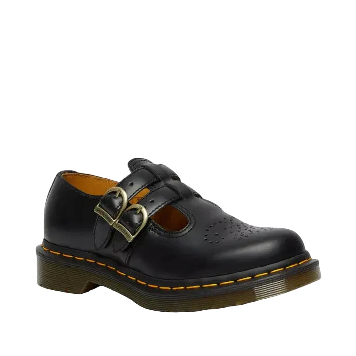 Svarta Mary Jane skor med dubbla spännen för kvinnor, elegant vardagsstil och komfort.
