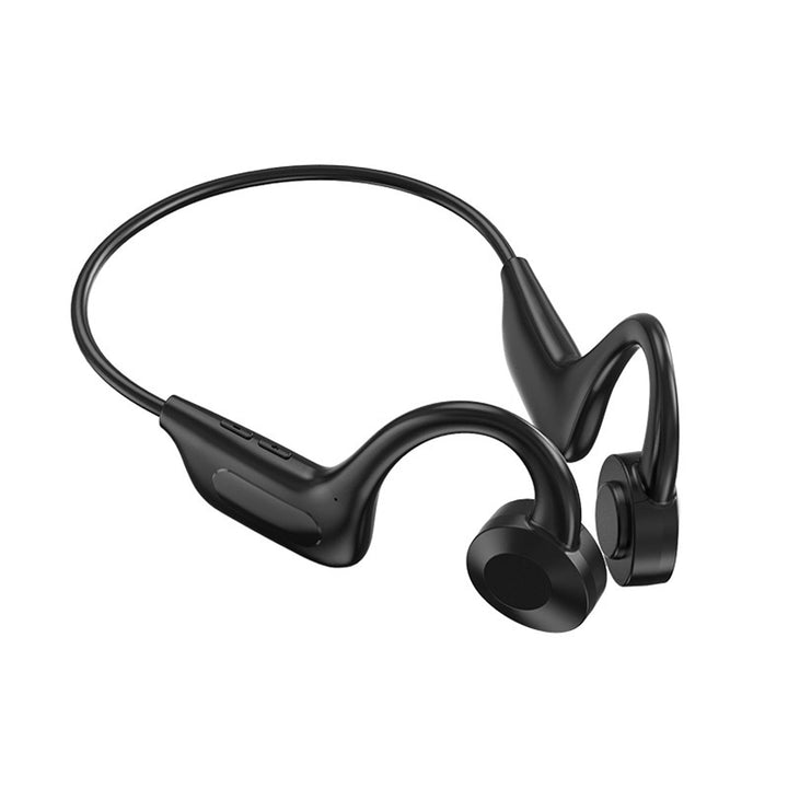 Svarta trådlösa benledningshörlurar, perfekta för sport och träning, vattentäta med Bluetooth.