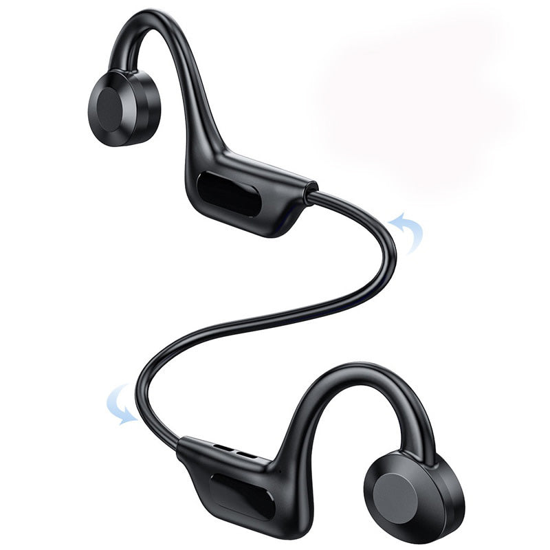 Svarta Bluetooth-hörlurar för träning med benledning, utmärkt ljud och lång batteritid.