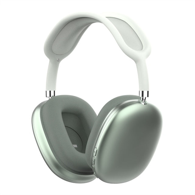 Gröna trådlösa on-ear-hörlurar med Bluetooth och mikrofon för handsfree-samtal och högkvalitativt ljud.