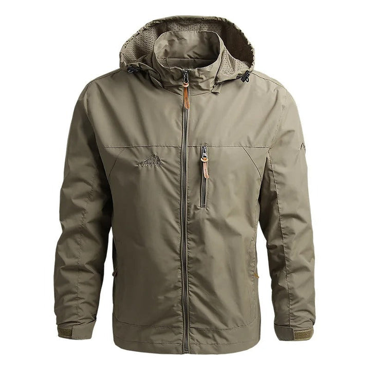 Herrjacka, taktisk windbreaker, med flera fickor för funktionell förvaring utomhus.