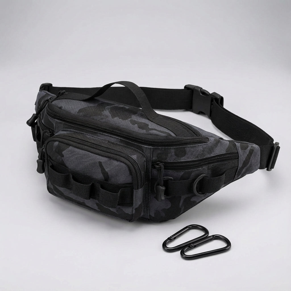 Vattenavvisande midjeväska för äventyr. Organiserad, taktisk design, perfekt för EDC & friluftsliv.