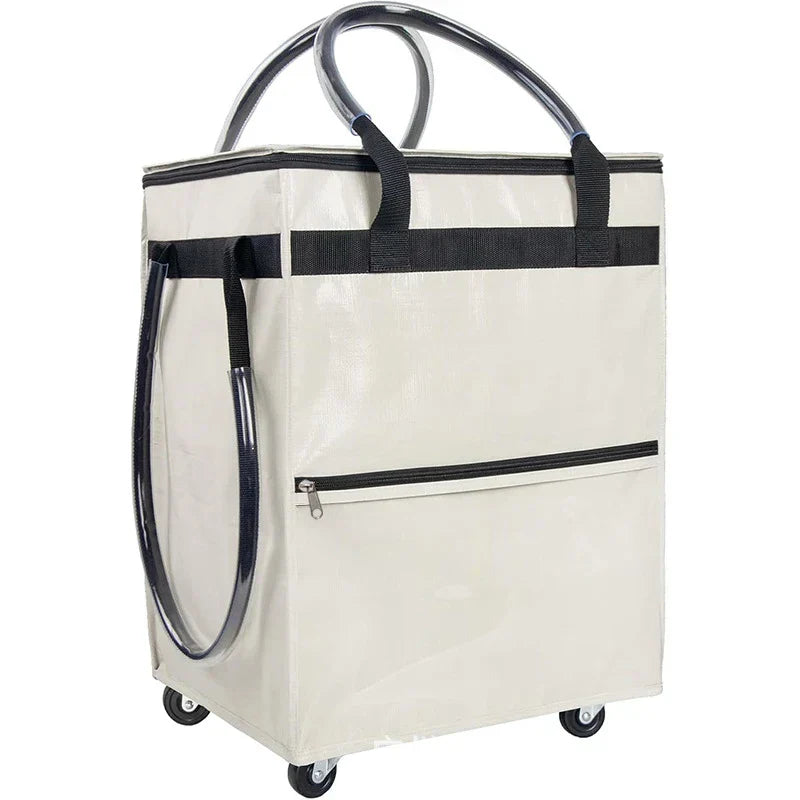 Unisex designad shoppingväska med hjul. Gör tunga matkassar lätta att transportera.