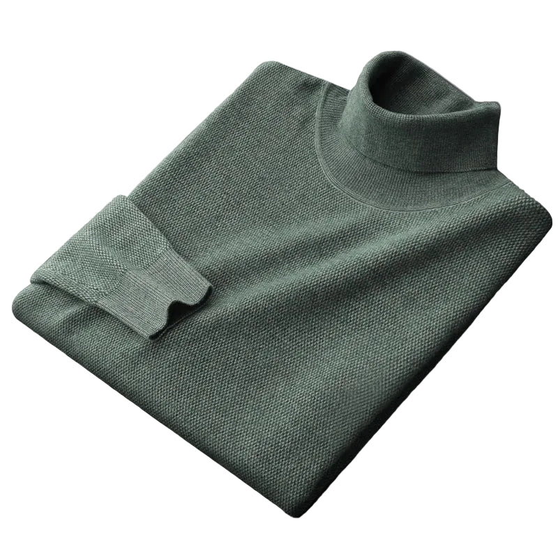 Tidlös herr turtleneck-tröja i klassisk stil. Perfekt som stilrent basplagg för alla tillfällen.