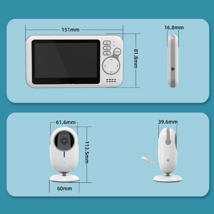 Paketerad trådlös babymonitor med babykamera, idealisk för nyblivna föräldrar. Säker babyövervakning.