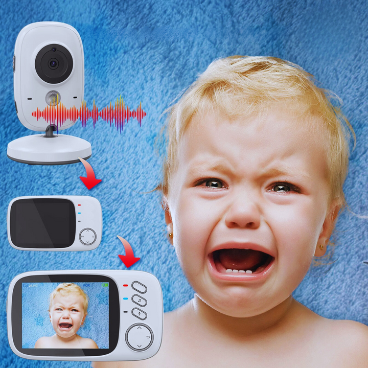 Närbild på babyvaktens skärm som visar klar bild av sovande bebis