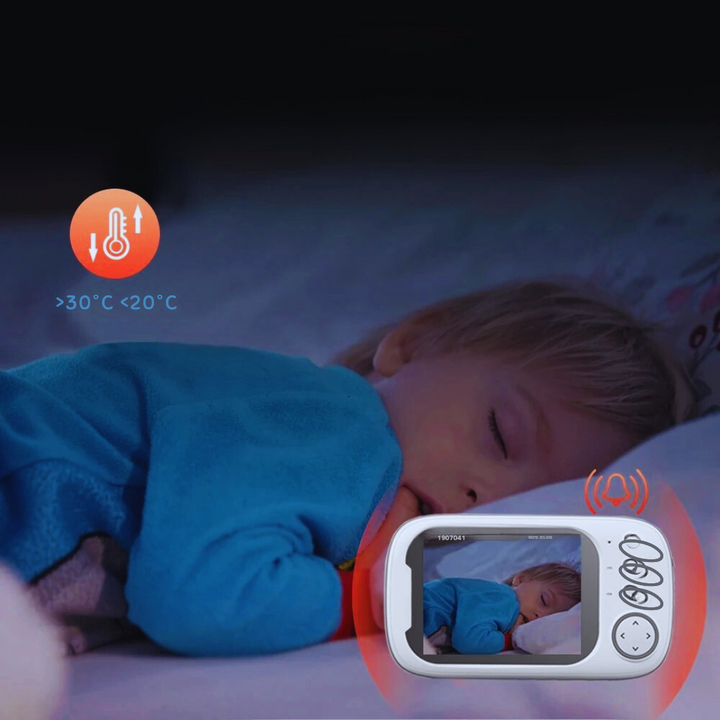 Översiktsbild av trådlös video babyvakt med både kamera och bärbar skärm