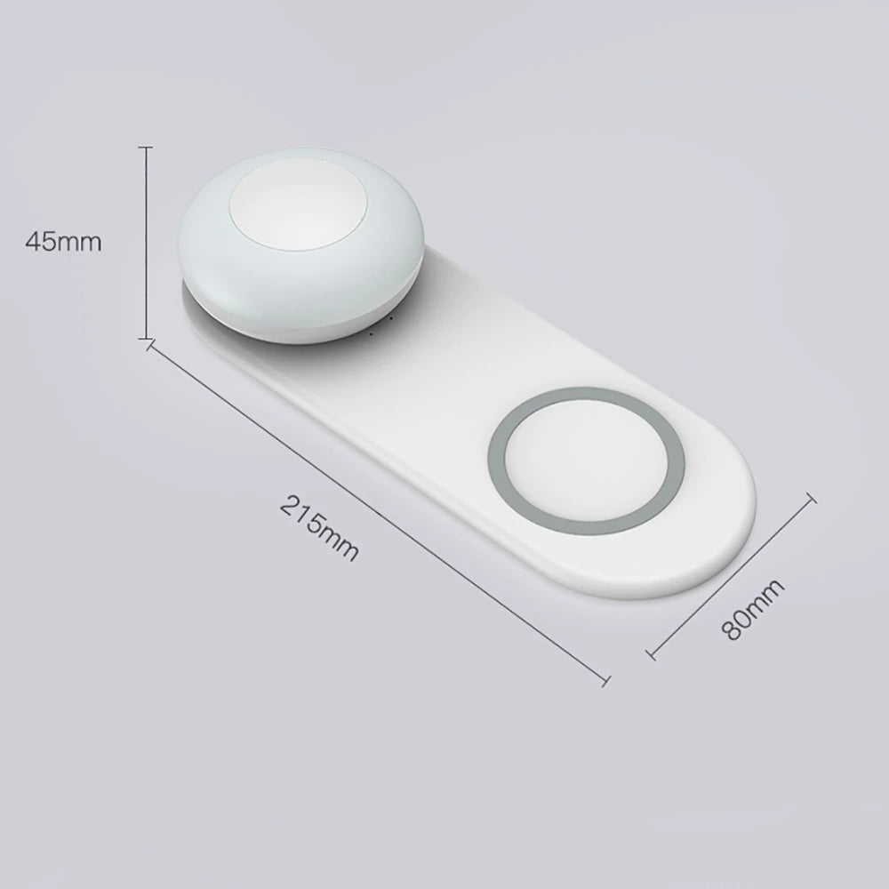 Mångsidig smart-hemlampa: trådlös laddare, dimbar LED och ögonvänlig belysning.