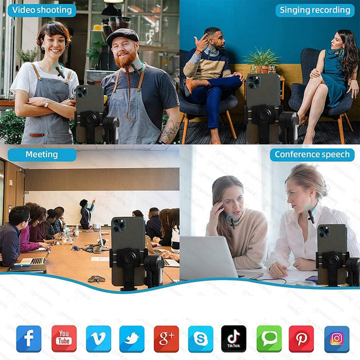 Kristallklar ljudkvalitet med trådlös lavalier minimikrofon, perfekt för professionella mobilinspelningar.