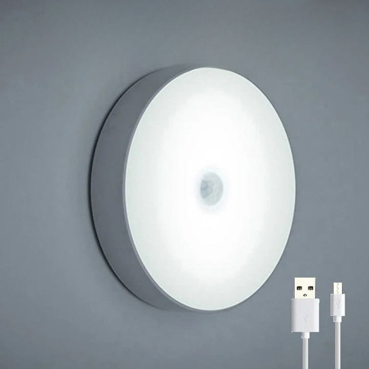 Energisnål trådlös LED-lampa med automatisk rörelsesensor. Smart belysning som sparar ström.