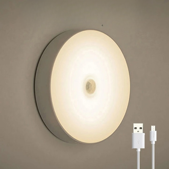 Lättinstallerad trådlös LED-lampa med rörelsesensor. Batteridriven för flexibel placering inomhus.