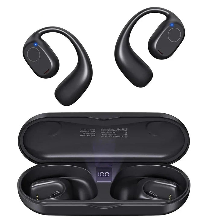 Trådlösa hörlurar med öppen design. Lättviktiga Bluetooth-hörlurar för aktiv livsstil, komfort och musik.