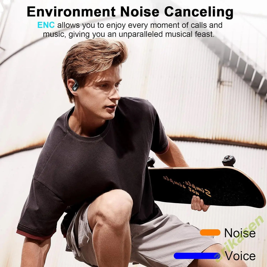 In-ear sporthörlurar med djup bas och lång batteritid, designade för komfort under aktivitet.