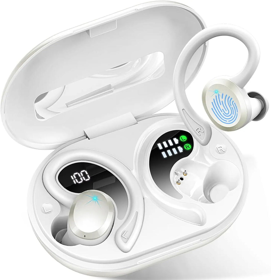 Detaljbild av en in-ear hörlur, ergonomisk design för maximal komfort under långa pass.