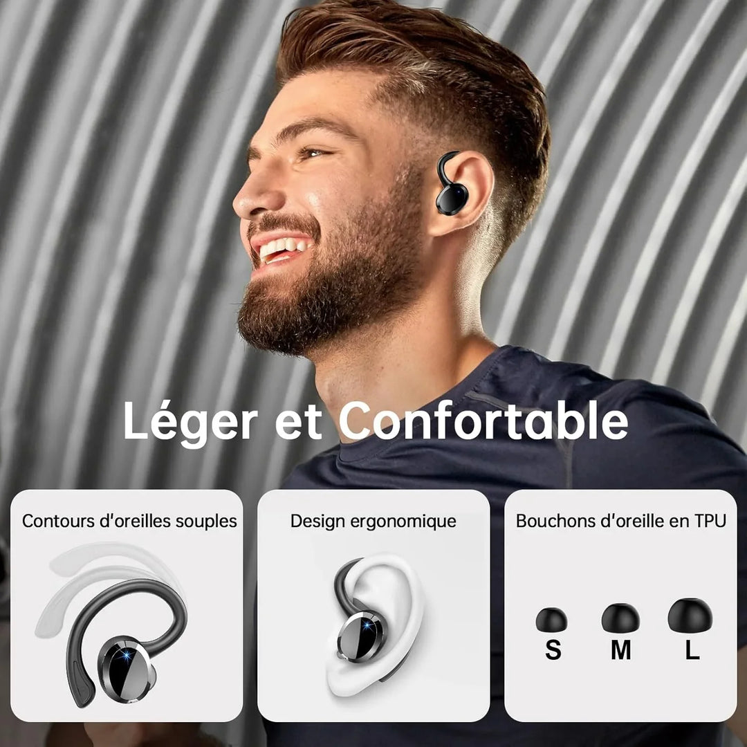 Svettsäkra in-ear hörlurar för löpning och fitness. Trådlös Bluetooth-anslutning och klart ljud.