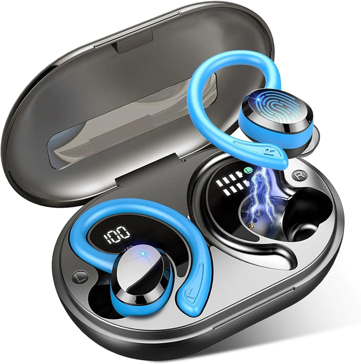 Trådlösa Bluetooth hörlurar i örat, med smidig anslutning för musik och samtal under träning.