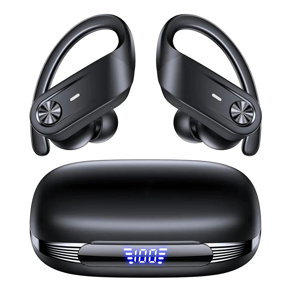 Trådlösa sporthörlurar in ear, perfekta för träning. Vattentåliga IPX7 med hög ljudkvalitet och lång batteritid.